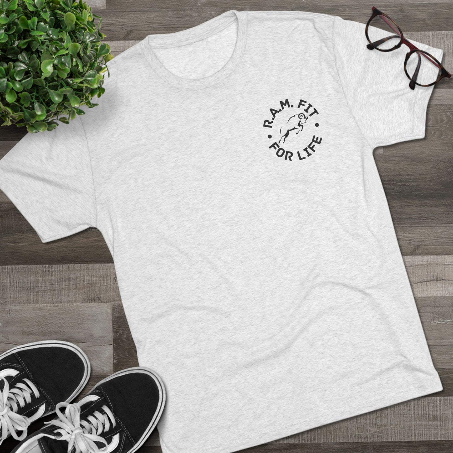 Unisex Tri-Blend Crew Faith & Fitness Design on Back