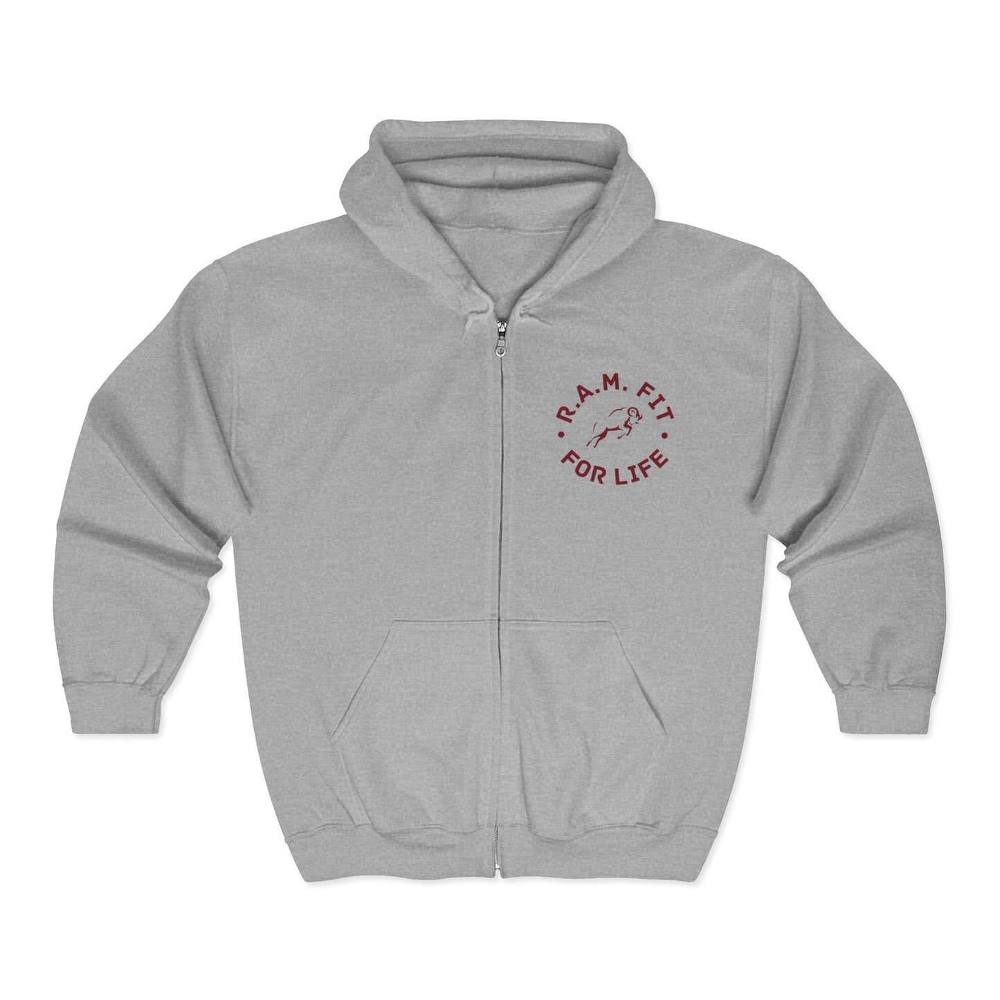 Unisex Heavy Blend™ Full Zip Hooded Sweatshirt- Faith & Fitness On Back