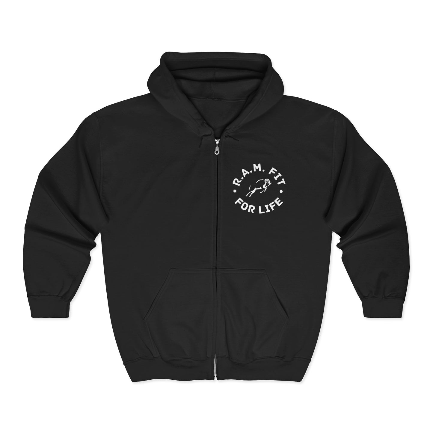 Unisex Heavy Blend™ Full Zip Hooded Sweatshirt- Faith & Fitness On Back