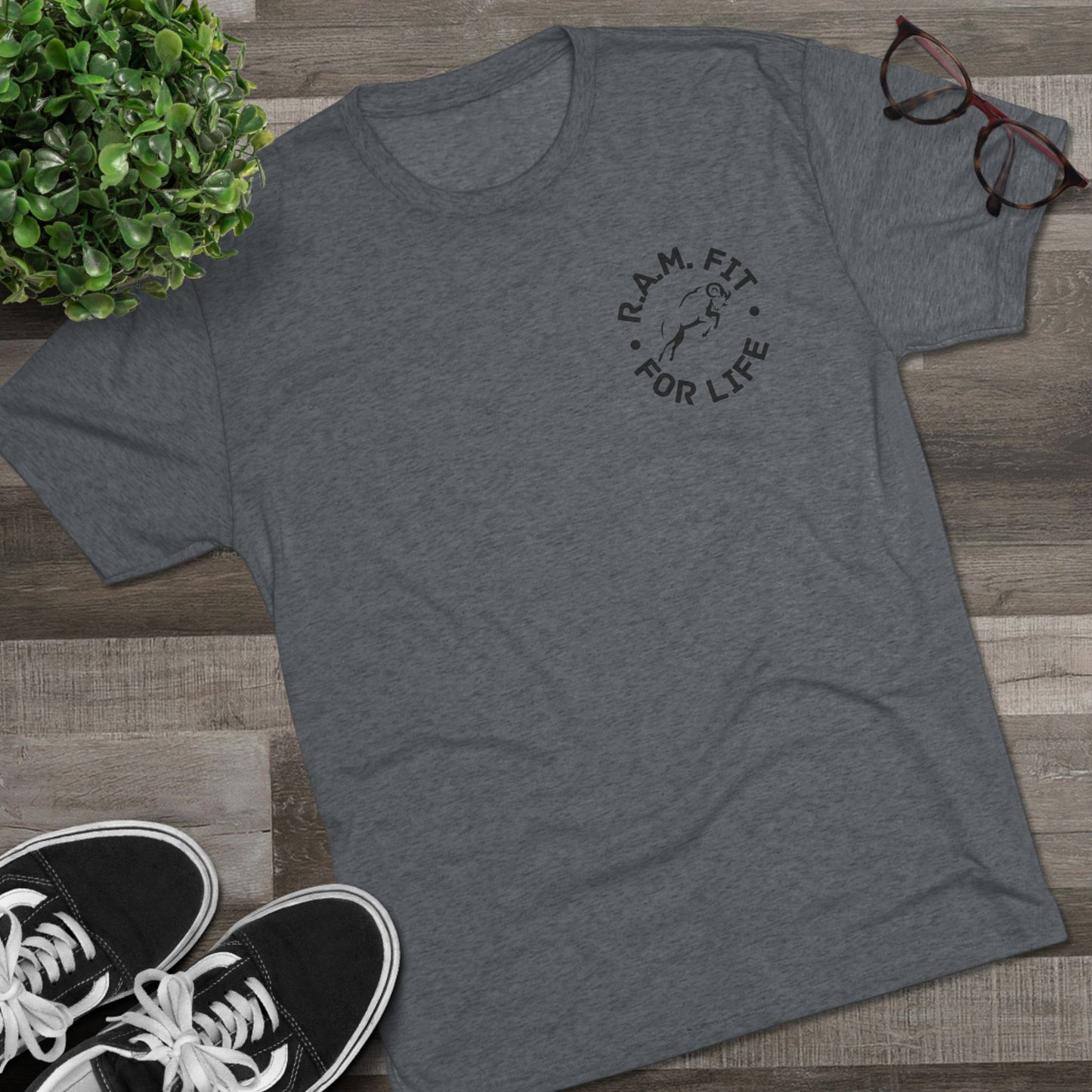 Unisex Tri-Blend Crew Faith & Fitness Design on Back