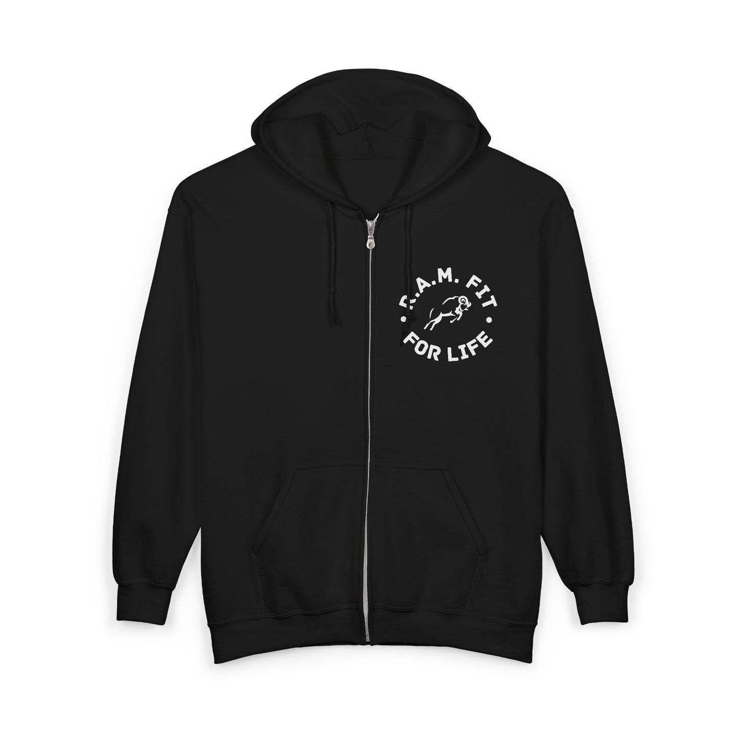 Unisex Heavy Blend™ Full Zip Hooded Sweatshirt- Faith & Fitness On Back