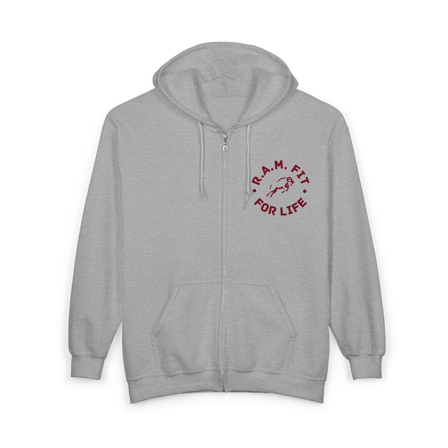 Unisex Heavy Blend™ Full Zip Hooded Sweatshirt- Faith & Fitness On Back